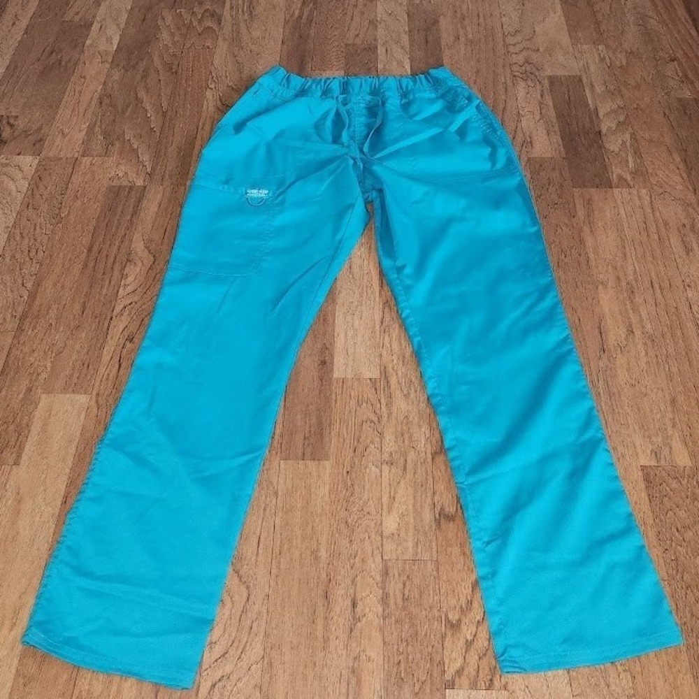 Cherokee Workwear Teal Blue Scrub Pants Medium Drawstring Cargo Medical 747